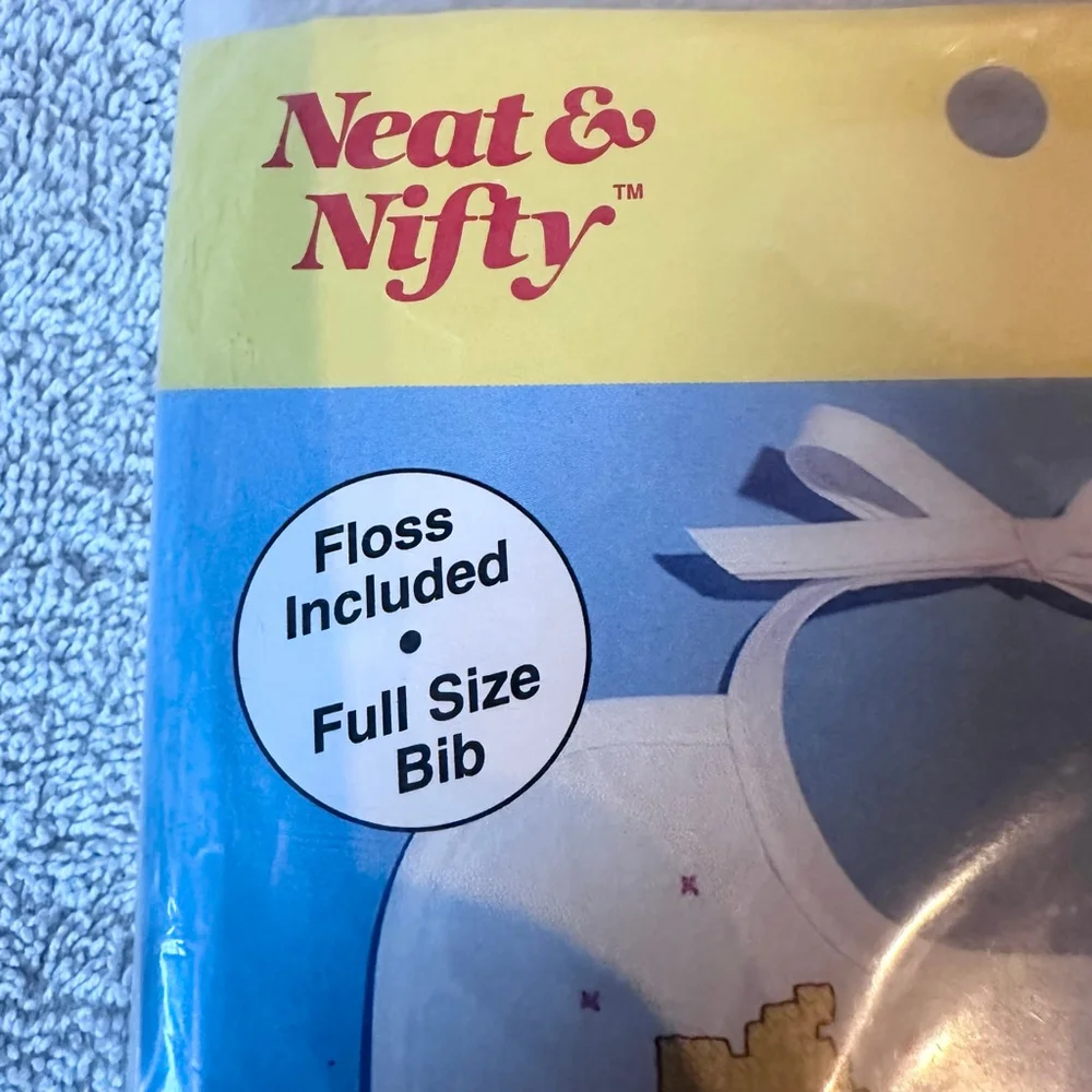 NOS Vintage Janlynn Neat & Nifty Stamped Cross Stitch Baby Bib Kit Humpty Dumpty